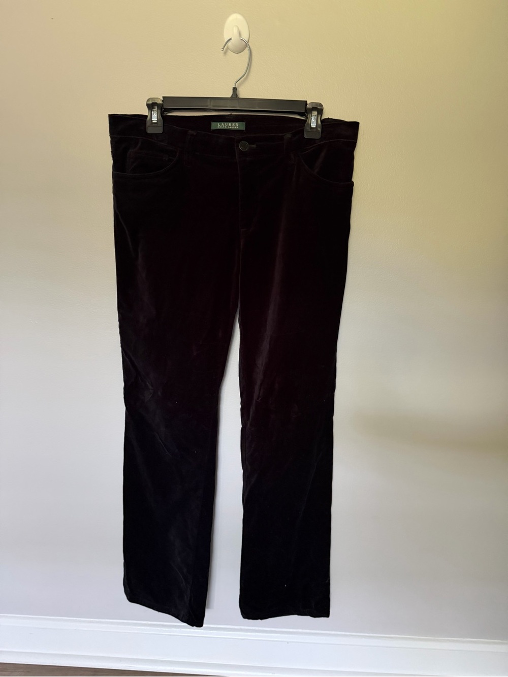 Ralph Lauren Velvet Straight-Leg Jeans in Deep Black